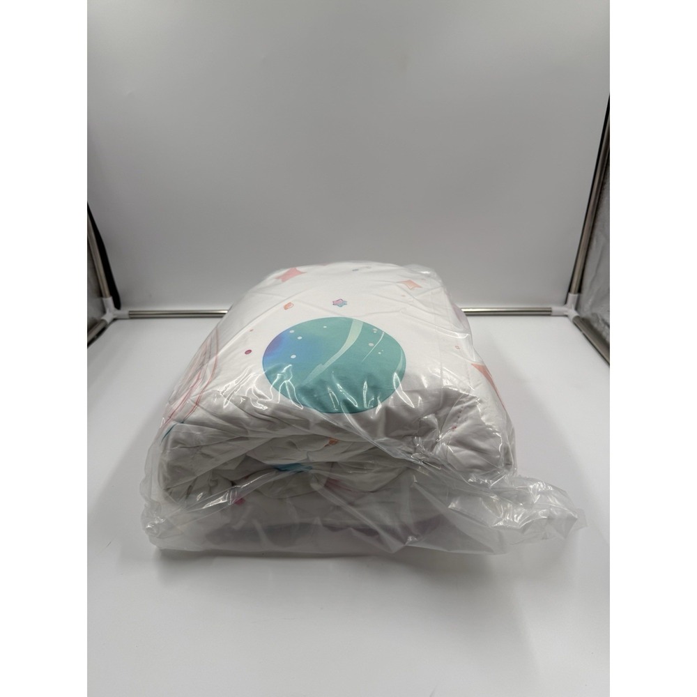BQH Boys Twin Size Space Bedding 5 Piece Rocket & Galaxy Comforter